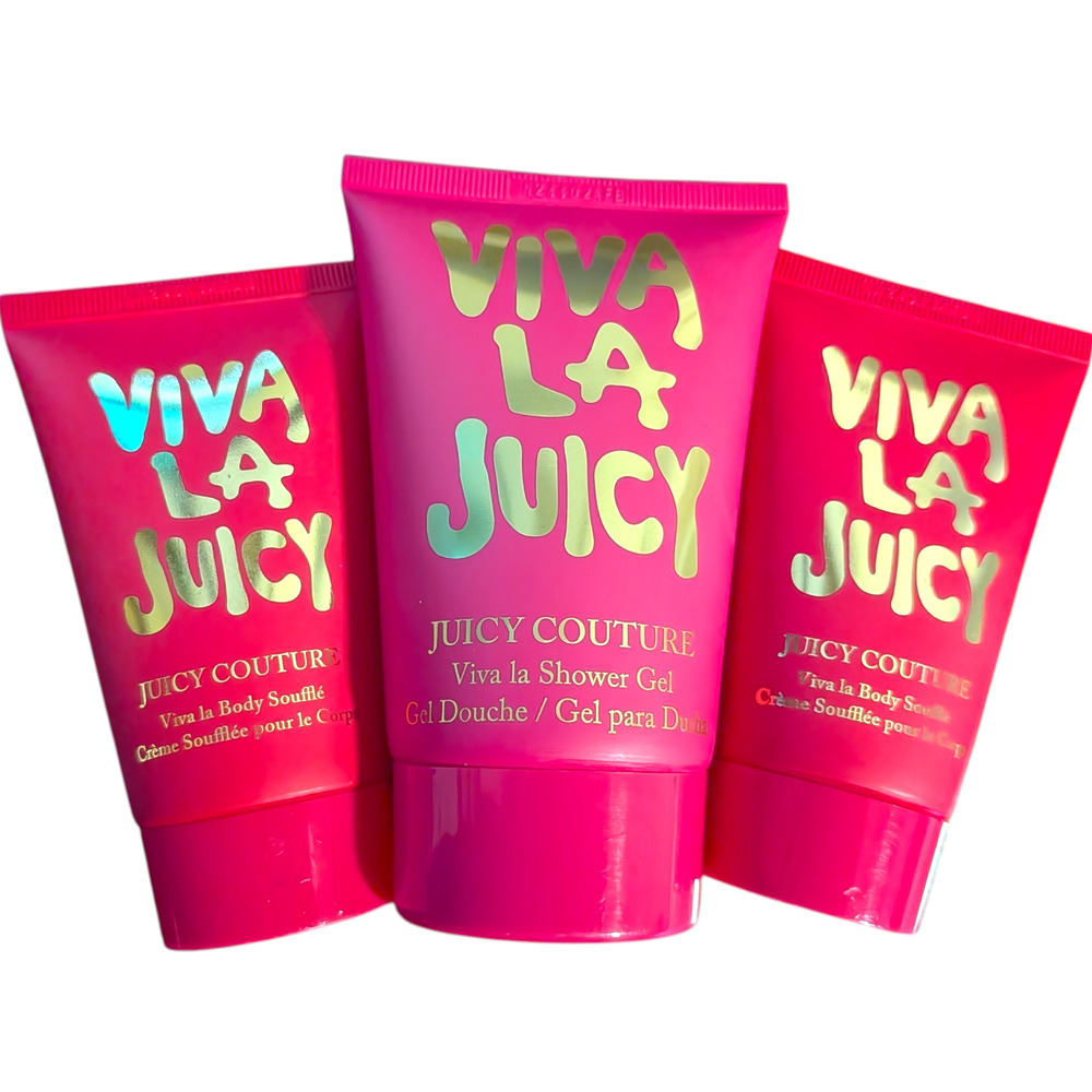 Viva La Juicy by Juicy Couture Set - Shower Gel & 2 Body Souffle - Sealed **T988